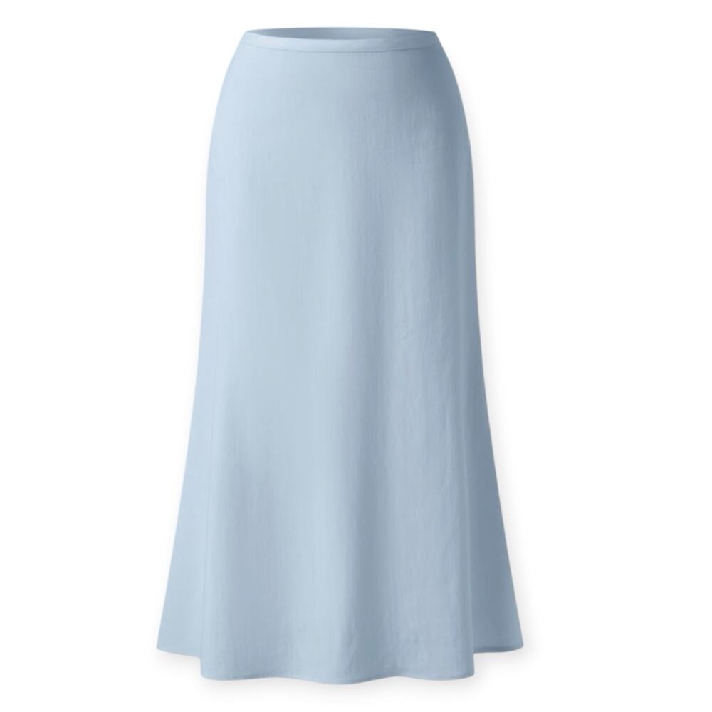 NWT OGL Lyocell Linen Blend Maxi Flared Pull On Skirt Size Medium Arctic Blue